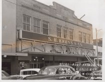 Black and white photograph of Kress store front under construction