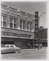 Black and white photograph of Kress store front