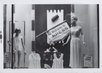 Black and white photograph of Kress display window