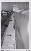 Black and white photograph of Kress rooftop side wall