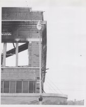 Black and white photograph of Kress walls showing fire damage