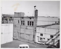 Black and white photograph of Kress walls showing fire damage
