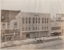 Black and white photograph of Kress store front under construction