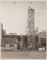 Black and white photograph of Kress construction site