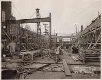 Black and white photograph of Kress construction site