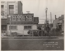 Black and white photograph of Kress construction site