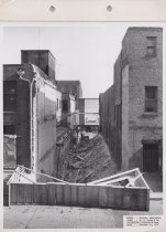 Black and white photograph of Kress construction site
