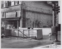 Black and white photograph of Kress construction site