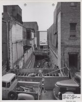 Black and white photograph of Kress construction site