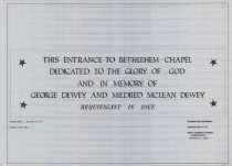 Bethlehem Chapel Dewey Inscription