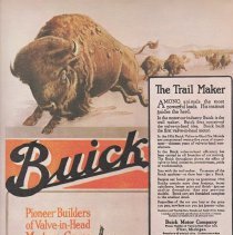 1916 Buick print ad indicating auto is as powerful as bison.
