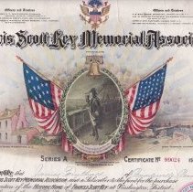 Francis Scott Key Memorial Association Certificate.