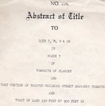 Clancy Land Abstracts, 1873-1966