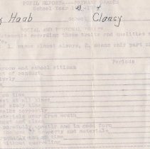 Bobby Haab's 1st Grade report card from Clancy School, 1954.