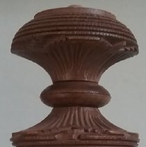 Wooden carved container from Boulder pharmacy.