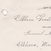 Elkhorn Trading Company order to A. M. Holter Hardware.