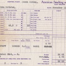 1918 American Smelting and Refining Company receipt.