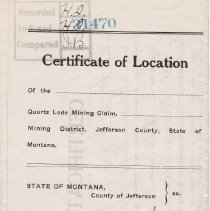 1922 Certificate of Location