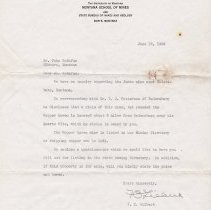 1936 Letter to John Rothfus from the Montana School Of Mines.