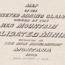 1902 map of the mining claims owned by the Red Mountain Mining Company.
