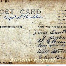 Back of 1917 postcard of patriotic WWI taxi.