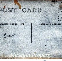 Back of postcard of people in Basin.