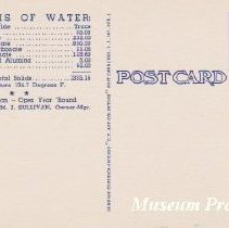 Back of the postcard of Alhambra Hot Springs.