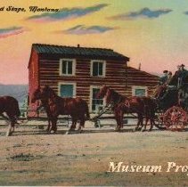 An Overland Stage in Bernice, Montana postcard.