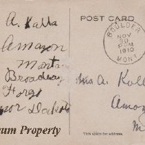 Back of postcard of Christmas cartoon from Boulder, Montana.