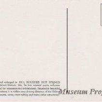 Back of postcard of Boulder Hot Springs Hotel.