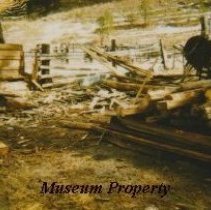 Broken corral rails outside the Albert Marks barn.