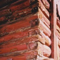 Mae Wing Vincent barn showing square log detail.