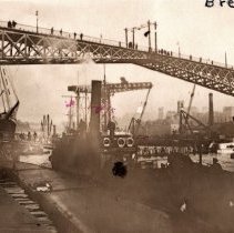Bridge across harbor in Brest, France during WW I.