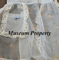 Light blue organza apron with painted flowers