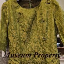 Green & Gold Brocade Dress