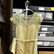 Green satin dress with netting