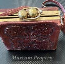 Red Leather Embossed Purse