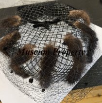 Black net hat with fur strips