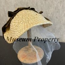 Straw Hat with Velvet Bow