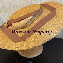 Tan Straw Hat with Brown Ribbon