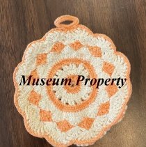 Peach &  White Doily/Potholder