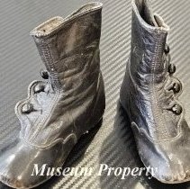 Black leather high button shoes