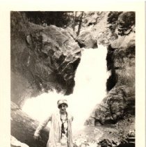 woman at waterfall