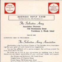 Providence RI Salvation Army Association membership card 1956