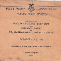 43 Anniversary Palace Corps Boston musical program 1949