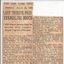 Last Tribute Paid Evangeline Booth NY Times 07/21/1950