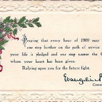 Eva Booth 1908 Christmas Card