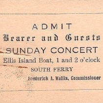 Sunday Afternoon Concert given the Immagrants & Employees at Ellis Island