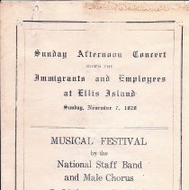 Sunday Afternoon Concert given the Immagrants & Employees at Ellis Island
