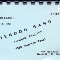 Hendon Band 1988 American Tour Brief